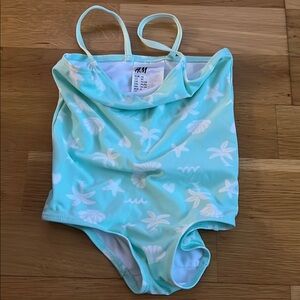 H&M Light Blue Swimsuit with White Patterns